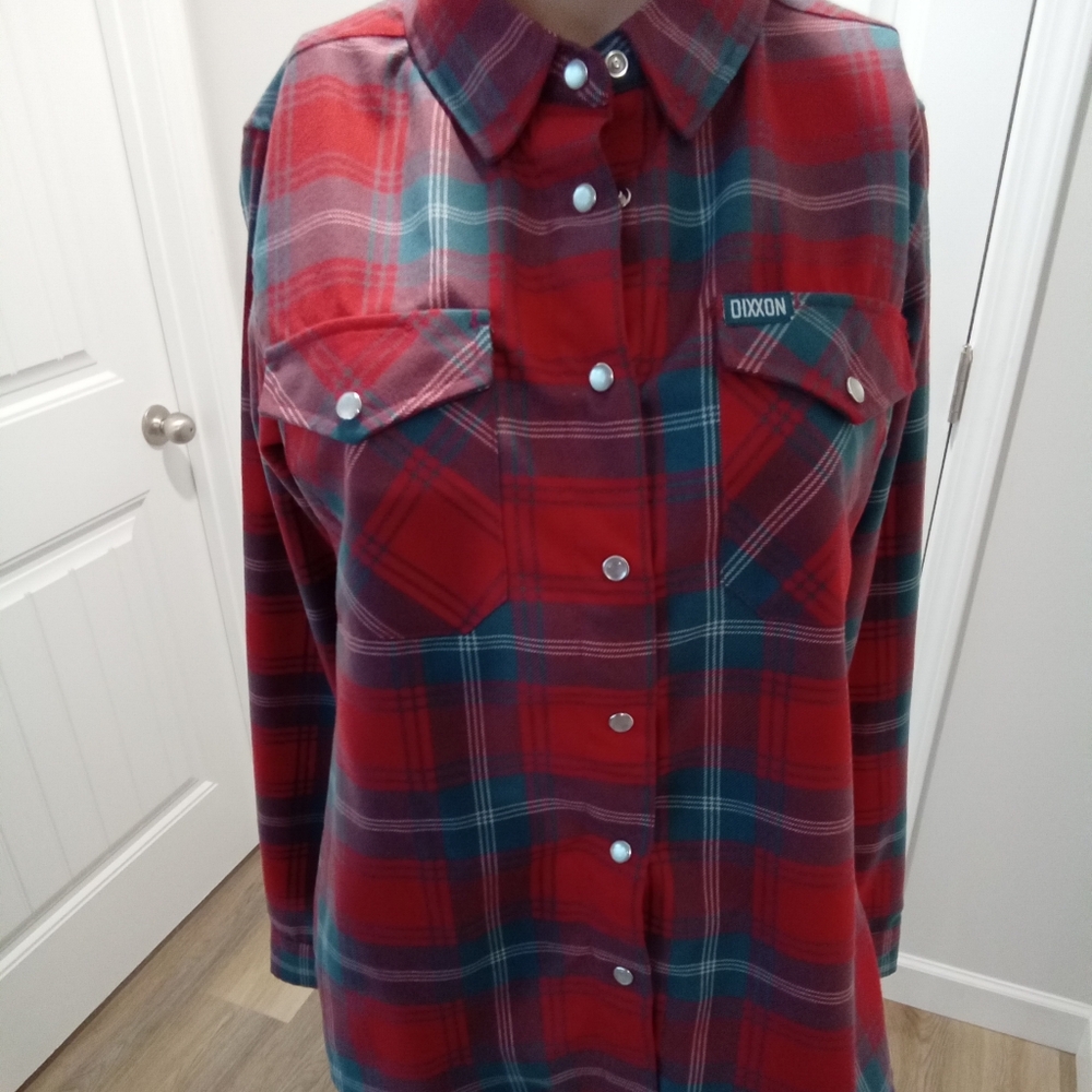 Dixon Jingle my Bells Red and Green Plaid Flannel Shirt Size M